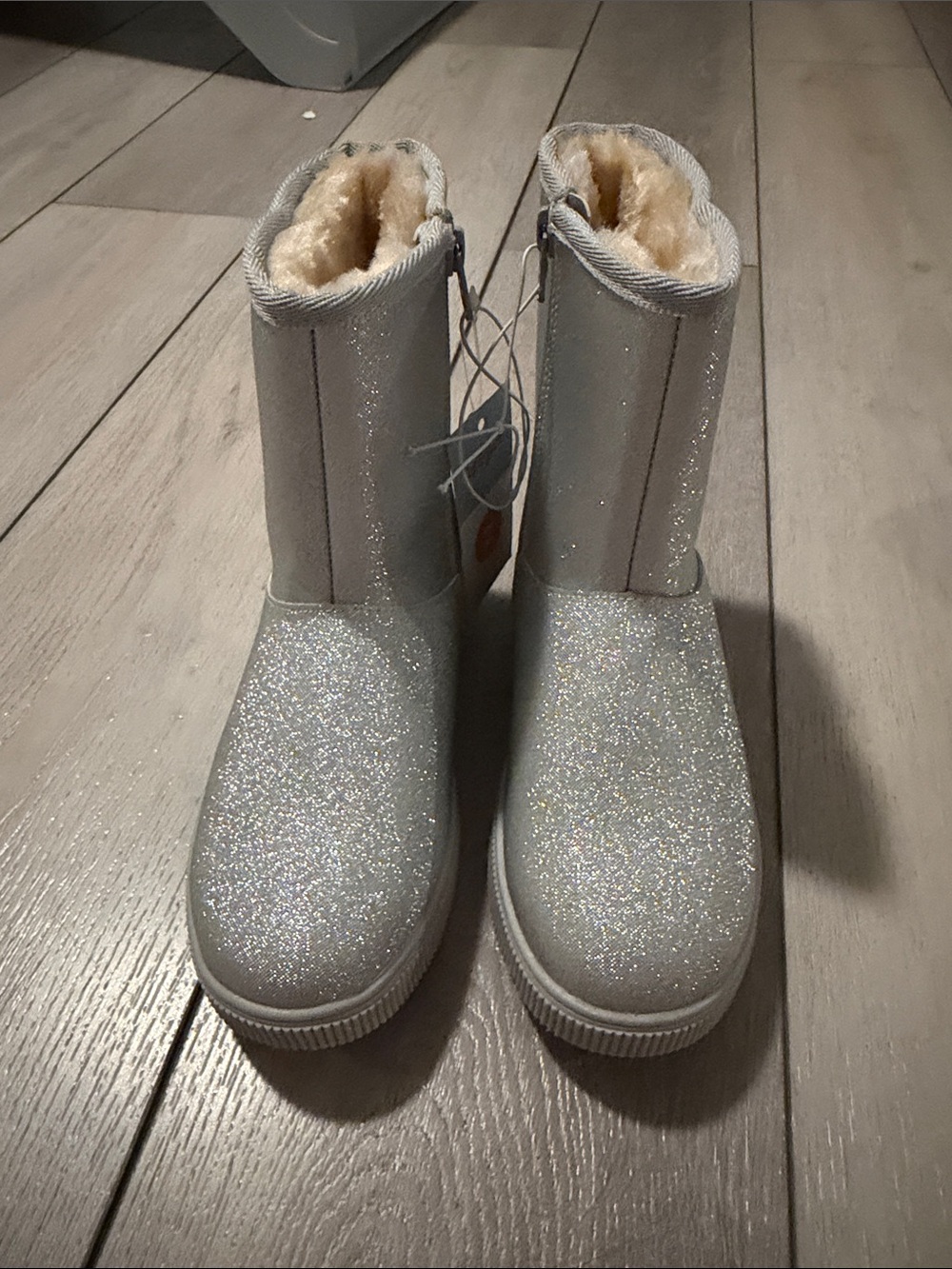 Cat & Jack Silver Glitter Girls' Winter Boots